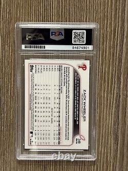 Zack Wheeler Signed Card 2022 Topps Phillies PSA/DNA AUTO AUTHENTIC AUTOGRAPH