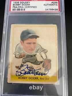 1938 Goudey #258 Bobby Doerrr Autographe Rc Psa/adn