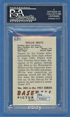 1951 Willie Mays Autographed Bowman Rp Psa/adn 10 Carte De Recrue Gem Mint Graduée