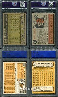 1952-1968 Mickey Mantle Topps & Bowman Dna Psa 10 Collection D'auto Signé