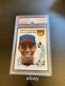 1954 Topps Ernie Banks Rc Signé Autographed Rookie Rp Baseball Card Psa Dna