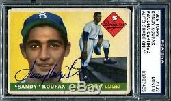 1955 # 123 Psa Topps / Adn 9 Sandy Koufax Auto Signé Rookie Card Autograph Dodgers