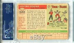 1955 # 123 Psa Topps / Adn 9 Sandy Koufax Auto Signé Rookie Card Autograph Dodgers