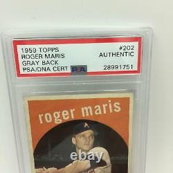 1959 Topps Roger Maris Signé Carte De Baseball Autographiée Psa Adn Coa