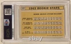 1963 Topps Pete Rose Signé Autographe Rookie Carte De Baseball Psa/adn 10 Psa 5 Rouges