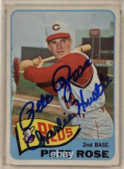 1965 Topps Pete Rose Signé Carte De Baseball Psa/adn Auto Grade 10 Charlie Hustle