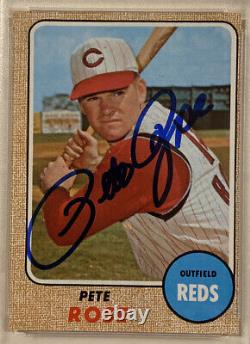 1968 Topps Pete Rose Signé Carte De Baseball Psa/adn #230 Auto Grade 10 Rouges