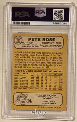 1968 Topps Pete Rose Signé Carte De Baseball Psa/adn #230 Auto Grade 10 Rouges
