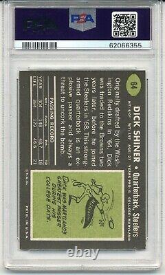 1969 Topps Football Dick Shiner Rookie Card Rc #64 Dna Cert Autograph Auth Psa 7