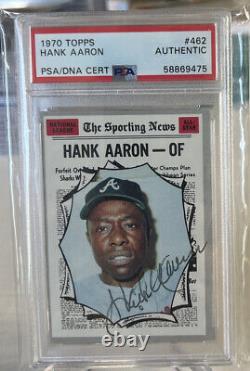 1970 Topps #462 Hank Aaron All Star Auto Signé Psa Adn Autoentique Atlanta Braves