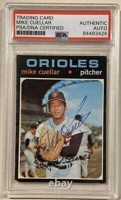 1971 Topps Mike Cuellar Signé Carte De Baseball Autographiée #170 Orioles Psa/adn