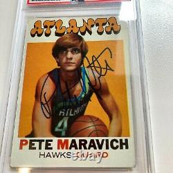 1971 Topps Pistol Pete Maravich Signé Carte Autographiée De Basketball Dna Psa