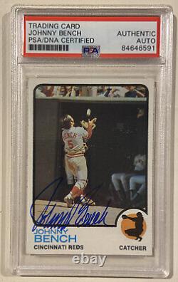1973 Topps Johnny Bench Signé Carte De Baseball Autographiée #380 Psa/adn Reds Hof