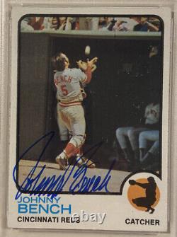 1973 Topps Johnny Bench Signé Carte De Baseball Autographiée #380 Psa/adn Reds Hof
