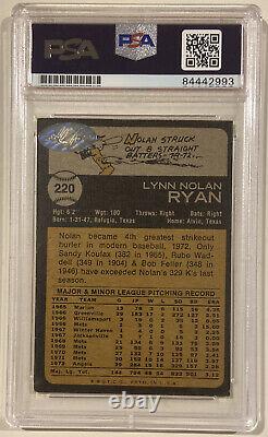1973 Topps Nolan Ryan Signé Carte De Baseball Autographiée Psa/adn Auto Grade 10