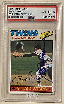1977 Topps Rod Carew Signé Autographied Baseball Card #120 Psa/adn Twins Al Mvp