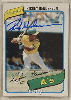 1980 Topps Rickey Henderson Signé Carte Rookie De Baseball Autographiée #482 Psa/adn