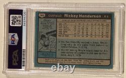 1980 Topps Rickey Henderson Signé Carte Rookie De Baseball Autographiée #482 Psa/adn