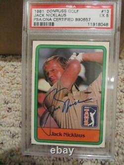 1981 Donruss Jack Nicklaus Auto Autographié Carte Rookie Signée #13 Psa/adn