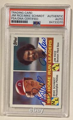 1984 Topps Mike Schmidt Jim Rice Signé Carte De Baseball Autographiée #132 Psa/adn