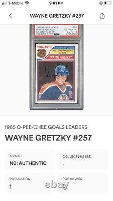 1985 O-Pee-Chee Wayne Gretzky PSA DNA 10 AUTO? Gretzky Signé POP ONE? Oilers

