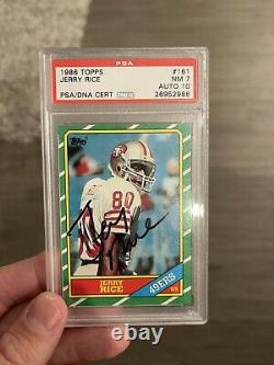 1986 Topps Jerry Rice #161 Signé Autographed Rookie Rc Auto Psa Dna 7 /10