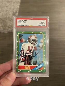 1986 Topps Jerry Rice #161 Signé Autographed Rookie Rc Auto Psa Dna 7 /10