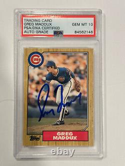 1987 Topps Traded Greg Maddux Signé #70t Rookie Rc Psa/dna Auto 10 Cubs Braves