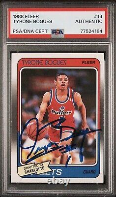 1988 Fleer #13 MUGGSY BOGUES Rookie RC Auto Autographed Signed PSA/DNA <br/>
 1988 Fleer #13 MUGGSY BOGUES Recrue RC Auto Autographiée Signée PSA/DNA