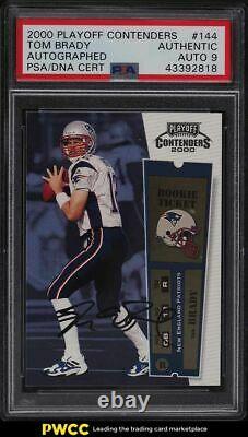 2000 Playoff Contenders Tom Brady Rookie Rc Psa/dna 9 Auto #144 Psa Auth