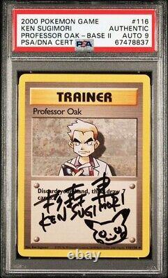 2000 Pokemon Base 2 Professeur Oak Ken Sugimori Auto Psa Adn 9