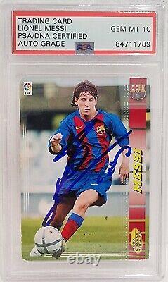 2004 Signé Lionel Messi Megacracks 71 Barcelone Argentine Rookie Psa/adn Gem 10