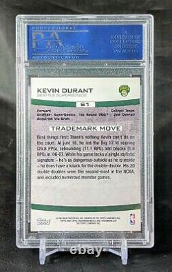 2007-08 Topps Marque Moves Kevin Durant Rookie Sp Auto #74/1999 Psa/dna Rc