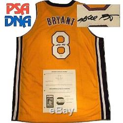 # 8 Bryant Kobe Signe La Lakers Jersey Coa Psa / Adn Autographié Mamba Authentique