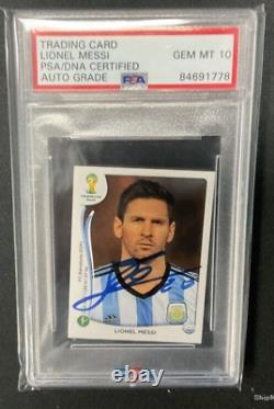 Autocollant de la Coupe du Monde 2014 signé Lionel Messi #430 Argentine PSA/DNA Gem Mint 10