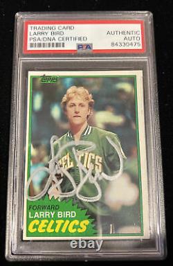 Autographié Larry Bird Signé 1981 Topps Carte Nba Dna Psa Auto Auto Auto Auto-entic Celtics