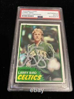 Autographié Larry Bird Signé 1981 Topps Carte Nba Dna Psa Auto Auto Auto Auto-entic Celtics