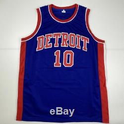Autographié / Signé Dennis Rodman Detroit Bleu Basketball Jersey Psa / Adn Coa Auto