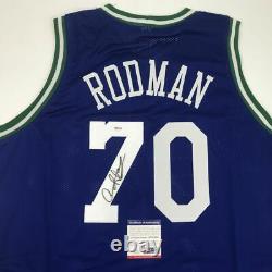 Autographié/signé Dennis Rodman Dallas Blue Basketball Jersey Psa/dna Coa Auto