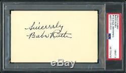 Babe Ruth Autographié 3x5 Carte Index Sincèrement Auto 9e Année Psa / Adn 84130490