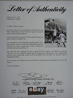 Bill Russell & Wilt Les Échasses Chamberlain Psa / Adn Signé 16x20 Photo Dédicacé