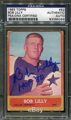 Bob Lilly Signé 1963 Rookie Autographiés Cowboys Topps Psa / Dna # 83389299