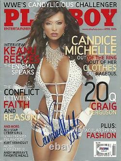 Candice Michelle A Signé Avril 2006 Playboy Magazine Psa/adn Coa Wwe Diva Auto'd