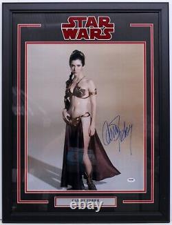 Carrie Fisher Signé Princesse Leia Star Wars 16x20 Photo Encadrée Psa/dna Z29182