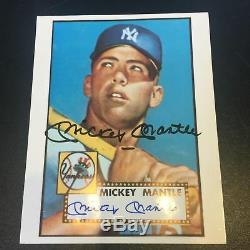 Carte Mickey Mantle Autographiée 1952 Topps Rookie Signée Autographiée 8x10 Adn Photo Psa