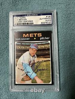 Carte auto signée 1971 Topps de Tom Seaver des Mets de New York, des Reds et des Sox, membre du Hall of Fame, certifiée PSA DNA #160.