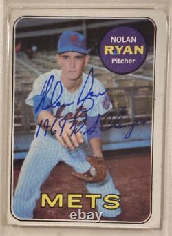 Carte de baseball signée NOLAN RYAN 1969 Topps #533 PSA/DNA New York Mets WS Champs