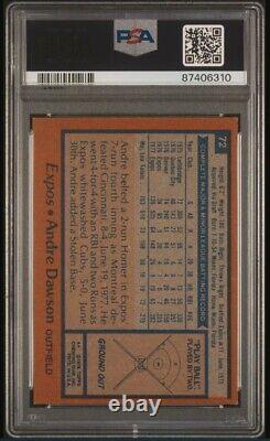 Carte de baseball signée Topps 1978 ANDRE DAWSON #72 PSA 6 PSA/DNA Auto Grade 10