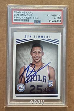 Carte dédicacée Ben Simmons Rookie #184 des Philadelphia 76ers de 2016, studio, avec certification PSA DNA Auto.