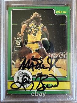 Carte étoile Magic Johnson Larry Bird de 1984 autographiée PSA/DNA ENCAPSULATED Celtics